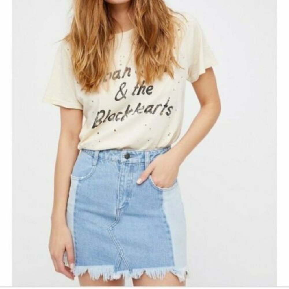 ✨2/$20 Free People Colorblock Denim Jean Mini Skirt Women's Size 6 H10333 - Picture 3 of 11